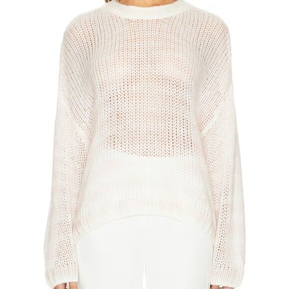 Sablyn 100% Cashmere Loose Open Knit Pink Ivory Stripe Oversized Sweater Small - Picture 1 of 12